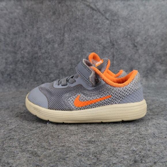 Nike Shoes Baby Toddler 6 Sneaker Revolution 3 Trainer Active Casual Grey Orange - Picture 6 of 13